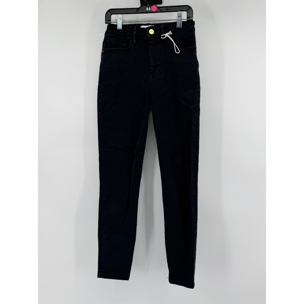 FRAME Le One Skinny Jeans Womens 1 Black Larsen Mid Rise Stretch Denim LOSKC630
